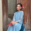 Áo Dài Tú Uyên Tơ Lụa Tencel Họa Tiết Hoa Chìm (KHÔNG KÈM QUẦN)